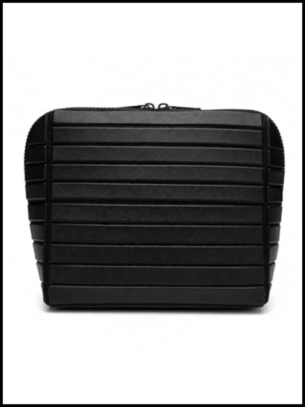 Stand-Up Striped Makeup Organizer with 27 Pockets & 3 Brush Holders, Waterproof